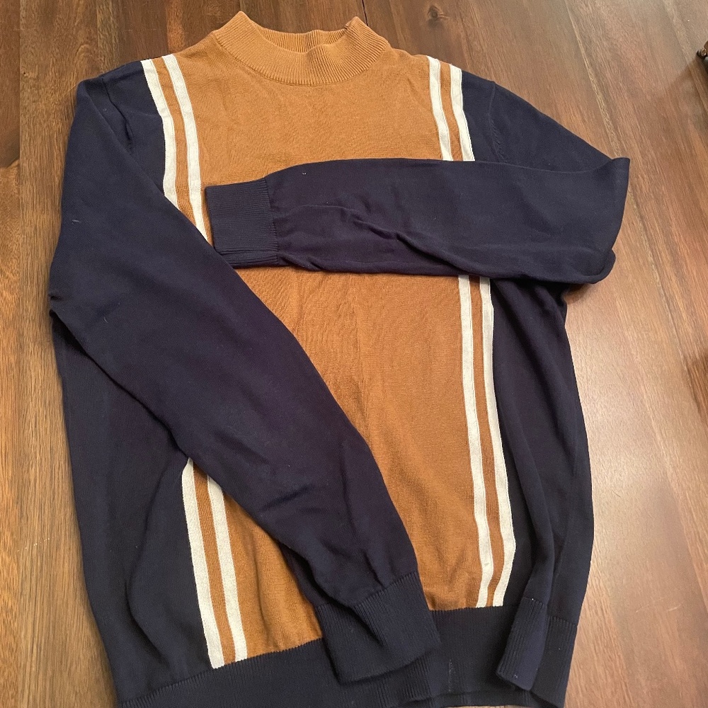 NEW LOOK- navy brown white long sleeved cardigan sweater